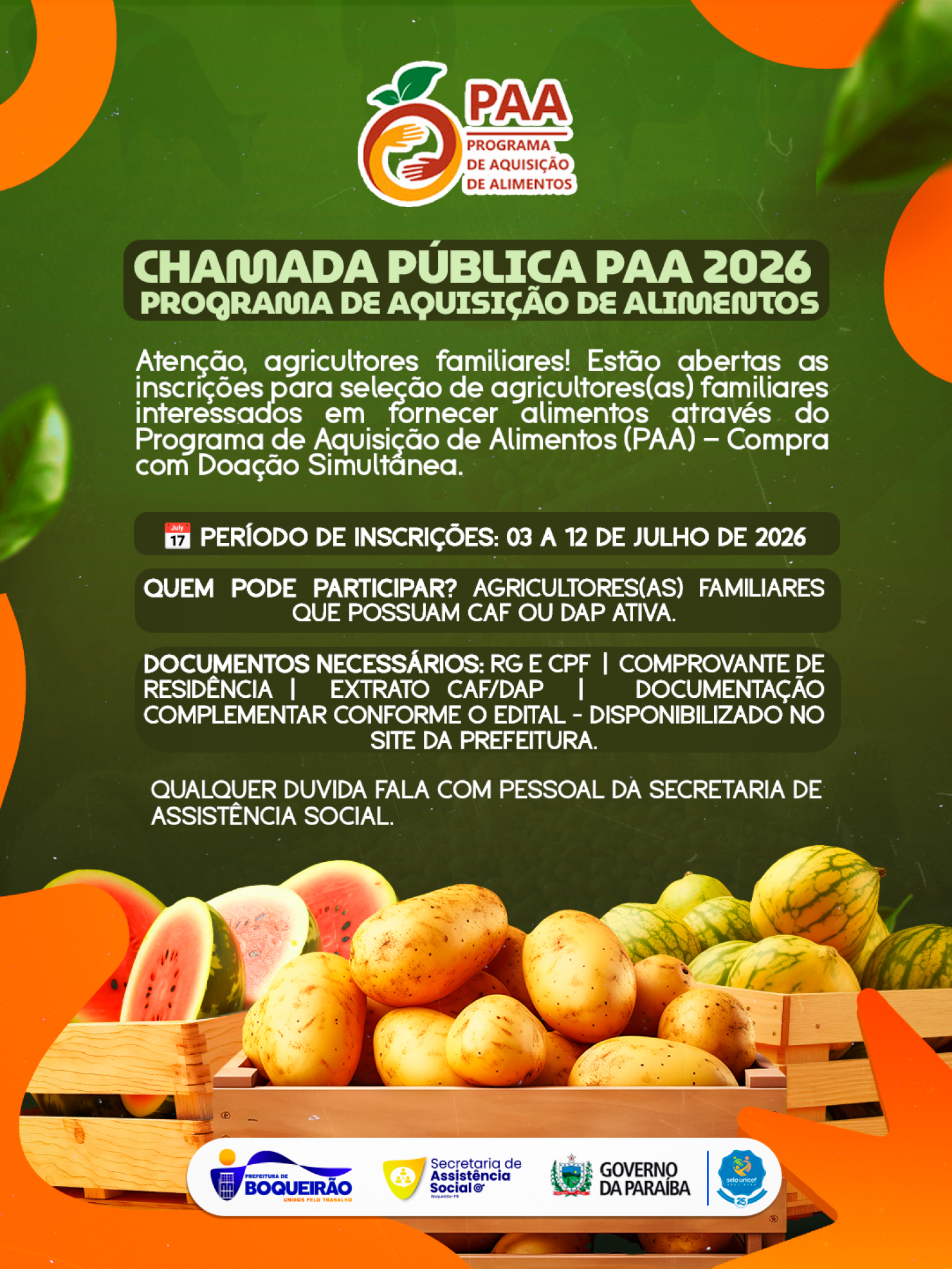 Chamada Pública PAA 2026